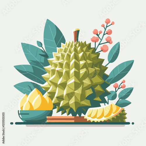 exotic, fresh, organic, durian, sweet, fruit, delicious, green, ripe, thailand, yellow, asian, white, food, king, background, isolated, smelly, nature, cut, kan yao, tropical, gold, golden, husk, mont