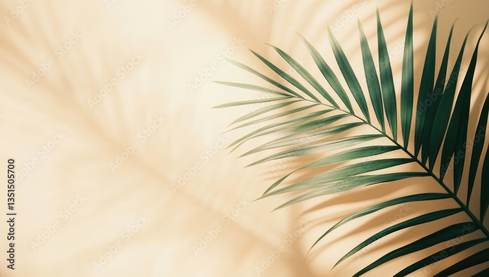 Fototapeta premium Elegant Palm Leaf Shadow on a Beige Background