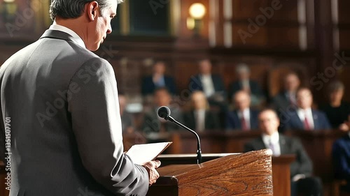 Lawyer presenting evidence to prove client's innocence in court