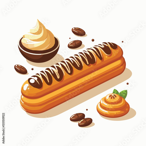 food, cake, bakery, pastry, eclair, gourmet, delicious, sweet, dessert, french, tasty, snack, fresh, background, cream, chocolate, cuisine, white, breakfast, sugar, meal, closeup, profiterole, baked, 