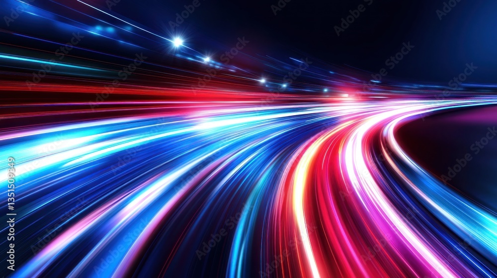 Vibrant light trails create a dynamic motion effect in a dark urban setting Vibrant light trails create a dynamic motion effect in a dark urban setting