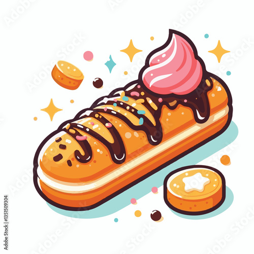 food, cake, bakery, pastry, eclair, gourmet, delicious, sweet, dessert, french, tasty, snack, fresh, background, cream, chocolate, cuisine, white, breakfast, sugar, meal, closeup, profiterole, baked, 