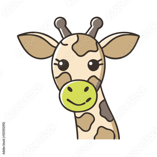 Cartoon giraffe with green muzzle and brown spots