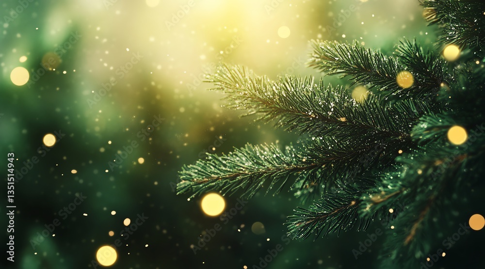 Captivating Close-up of Evergreen Branches Glimmering in Soft Light Captivating Close-up of Evergreen Branches Glimmering in Soft Light