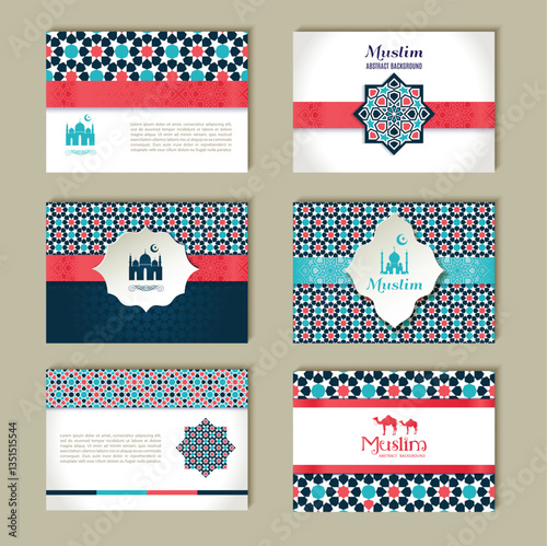 Banners set of ethnic design. Religion abstract set of layout.