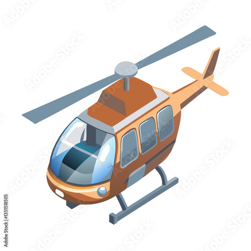 Isometric orange and gray helicopter