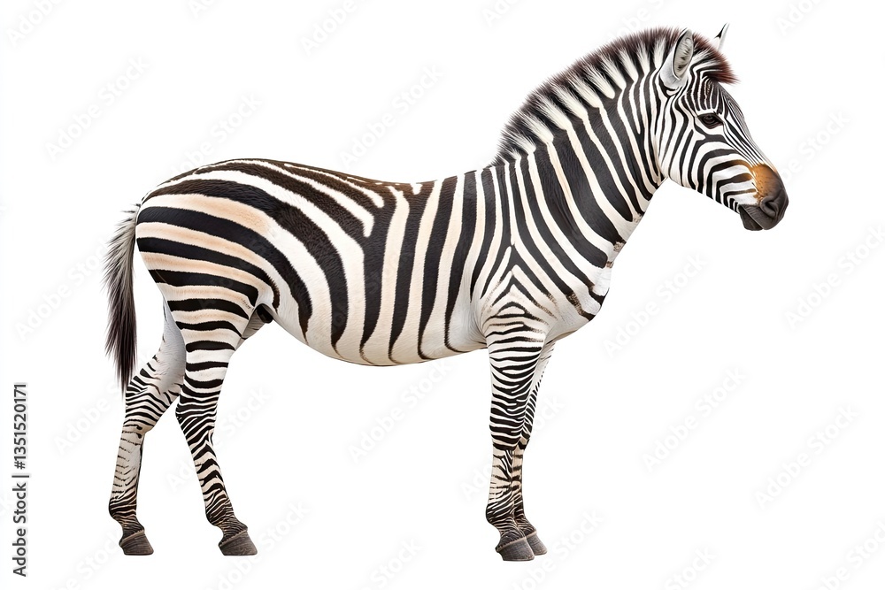 Striking zebra showcasing its unique black and white stripes Striking zebra showcasing its unique black and white stripes