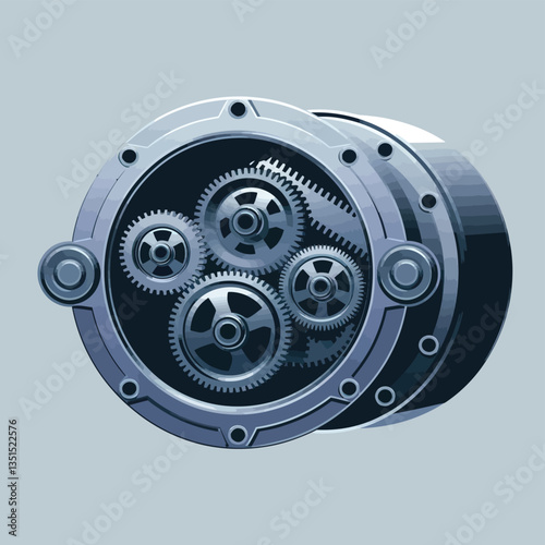 2d vector illustration colorful machine , worker and Industry and its development technology, factories and production lines icon
