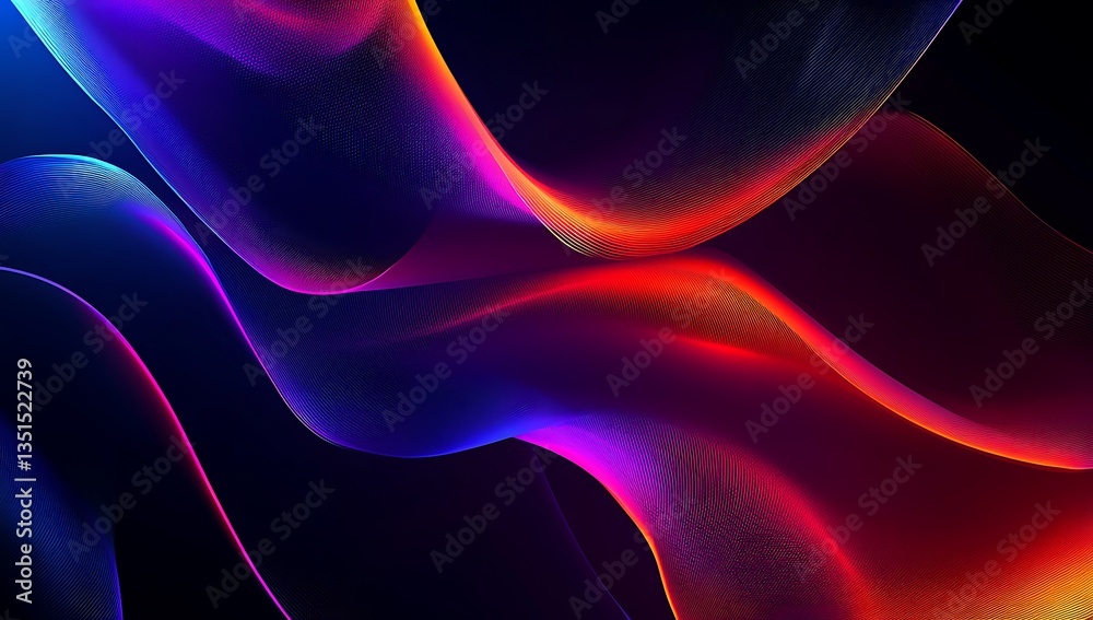 Fototapeta premium Abstract wave lines pattern dynamic colorful light flowing isolated on black background. concept of music, party, technology, modern. Abstract flowing wavy lines. Colorful dynamic wave