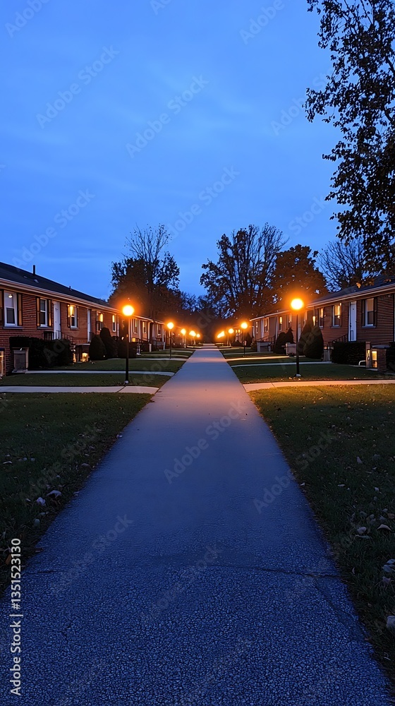 Fototapeta premium Residential Pathway at Dusk