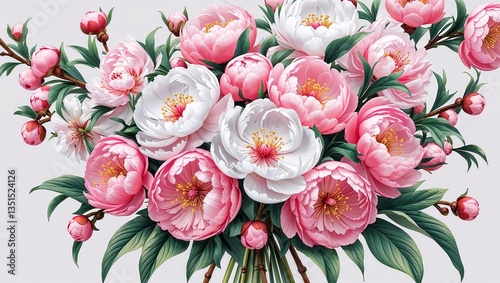 pink tulips on white