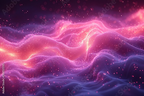 Sparkling Pink and Purple Abstract Flow with Glowing Particles
