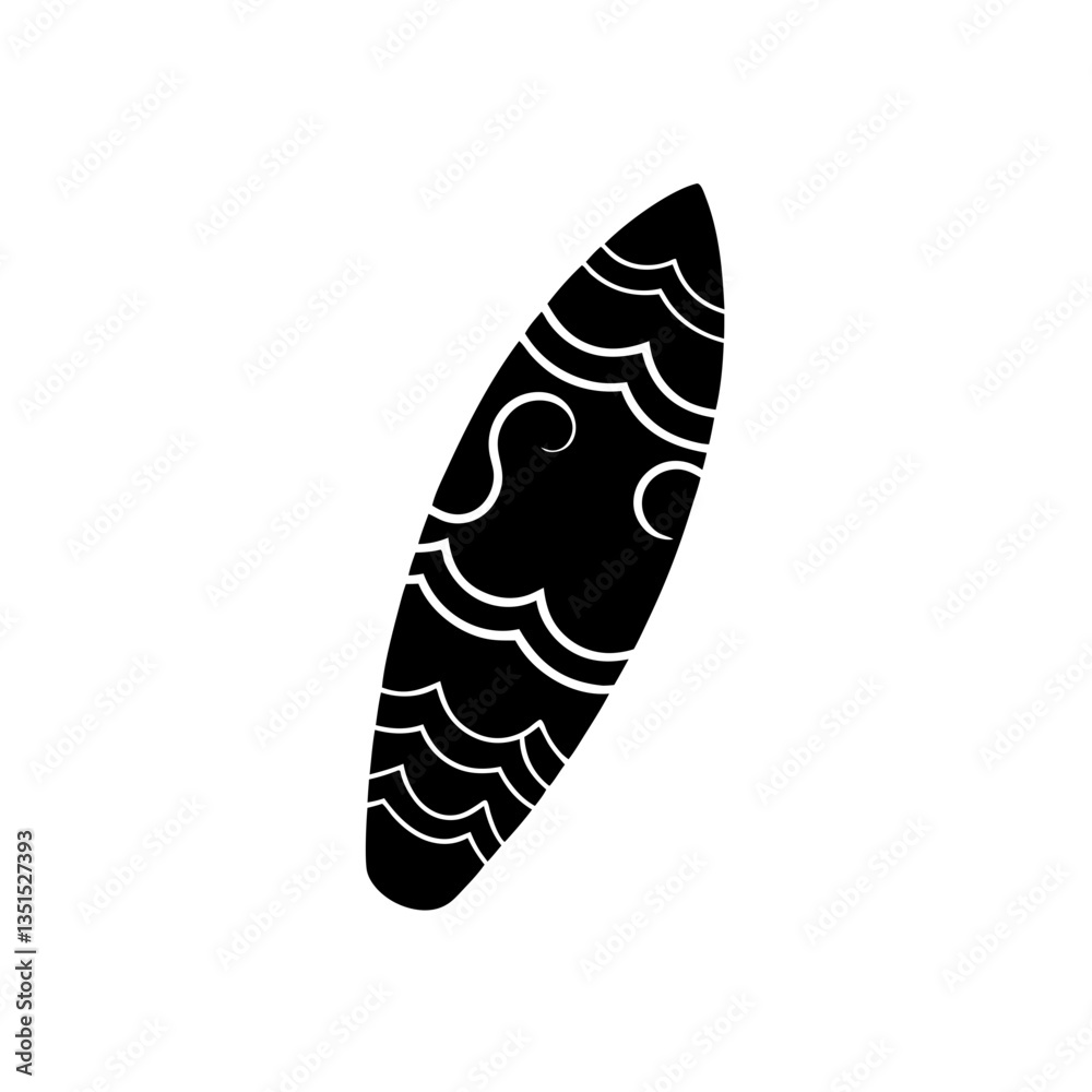 creative details Surfboard with Ocean Waves Patterned on It Icon vector illustration creative details Surfboard with Ocean Waves Patterned on It Icon vector illustration
