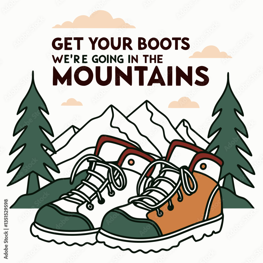 Obraz premium Get Your Boots SVG | Hiking Boots and Mountain Adventure Design 