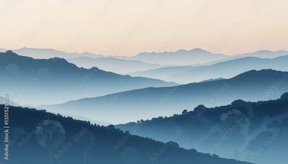 Fototapeta premium Exploring serene mountain landscapes at dawn nature photography tranquil environment wide angle view scenic beauty