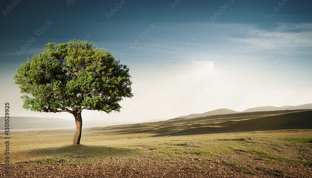 Fototapeta premium Single alone tree in natural landscape