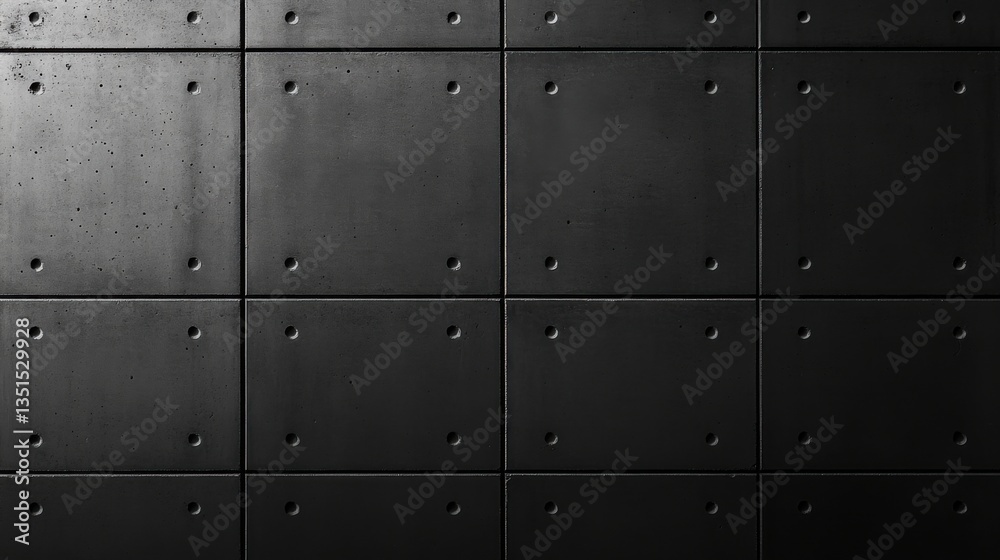 Textured black concrete wall with indented patterns highlighting modern architectural design Textured black concrete wall with indented patterns highlighting modern architectural design