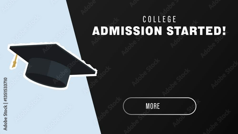 College Animation Sign College themed animation. „College admission started!“ text appearing ...