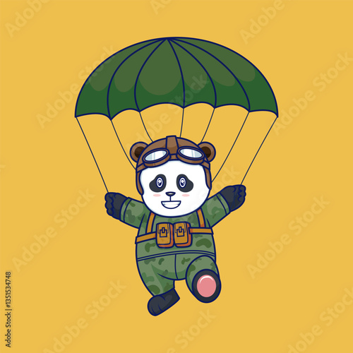 Panda Paratrooper with Parachute illustration 