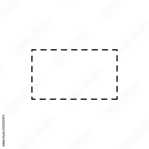 Rectangular shape with dashed cut here line for coupon, discount, sale ticket. Dotted figures isolated on white background. dotted rectangle clipart. Vector illustration. Eps file 25.