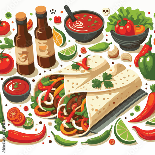 food, cuisine, mexican, meat, dinner, fajitas, lime, meal, onion, pepper, hot, tortilla, plate, spicy, delicious, lunch, healthy, chicken, table, cooking, appetizer, green, restaurant, salsa, dish, sn