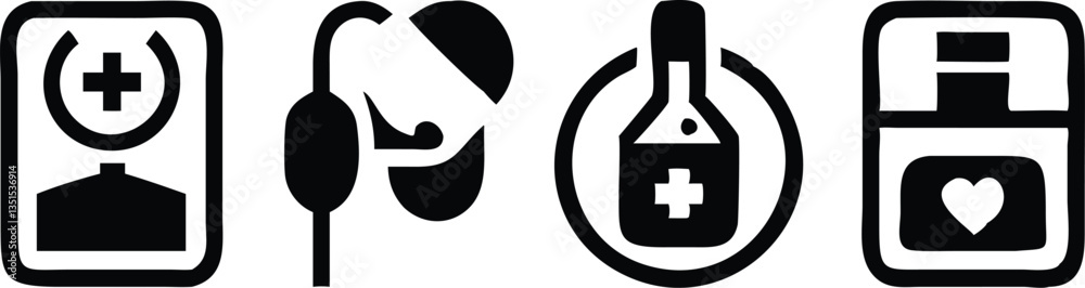Obraz premium Healthcare Icon Set – Medical, Doctor & Clinic Vector Illustrations