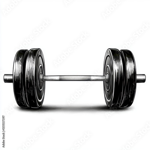 Black and White Barbell Weightlifting Illustration