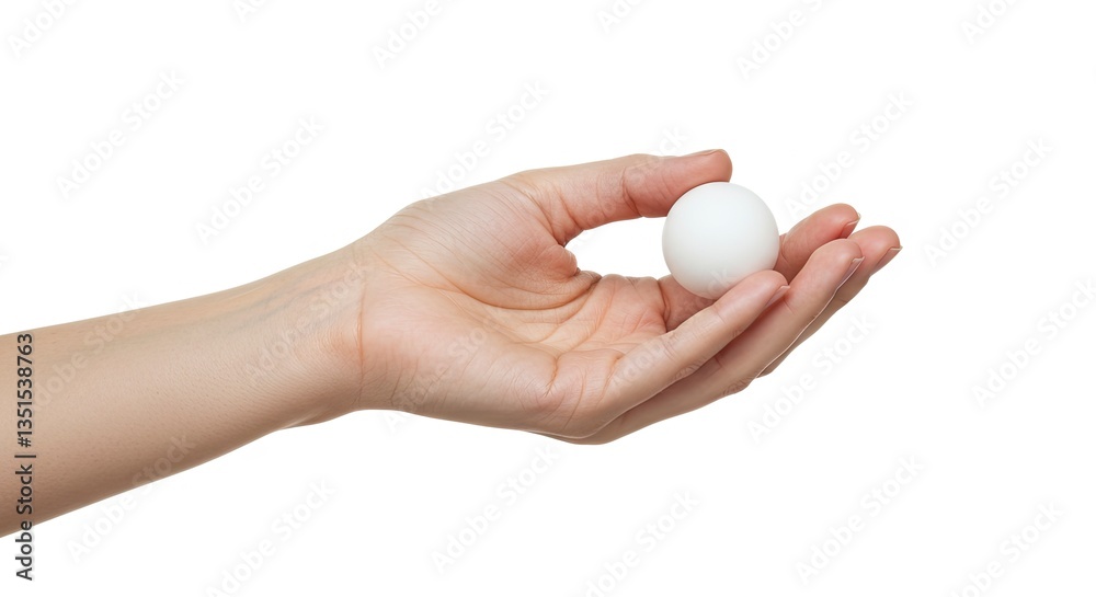 Holding White Ball in Hand Isolated on White Background for Mockup Holding White Ball in Hand Isolated on White Background for Mockup