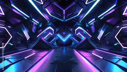 Futuristic glowing blue digital background with abstract waves and stars