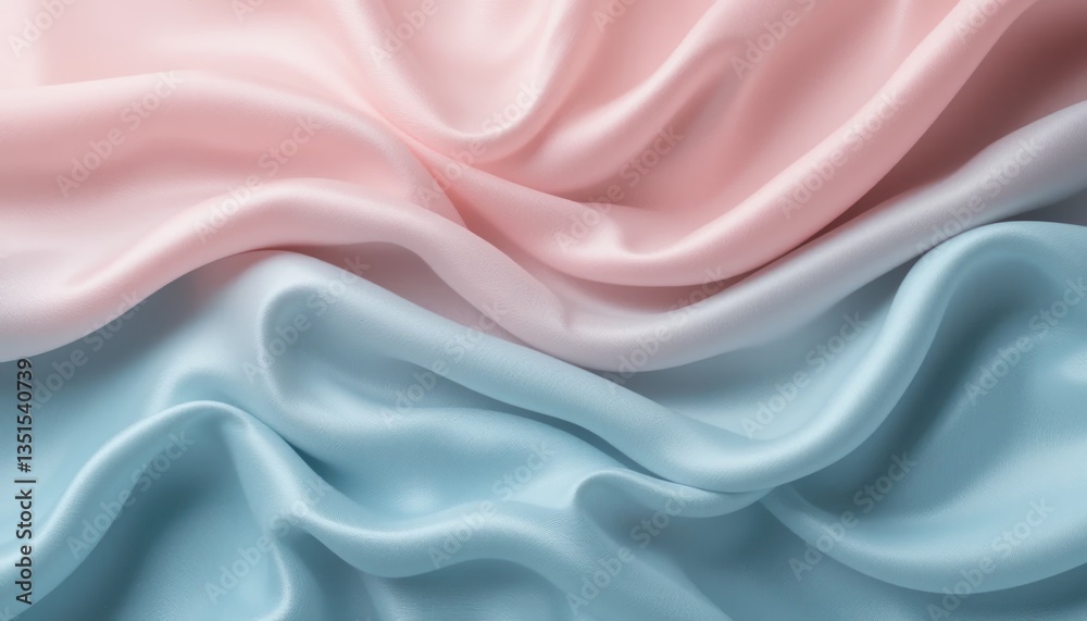 Fototapeta premium Elegant flow of silk fabric in soft pastel colors studio setting textile photography serene atmosphere close-up view fashion and design concept