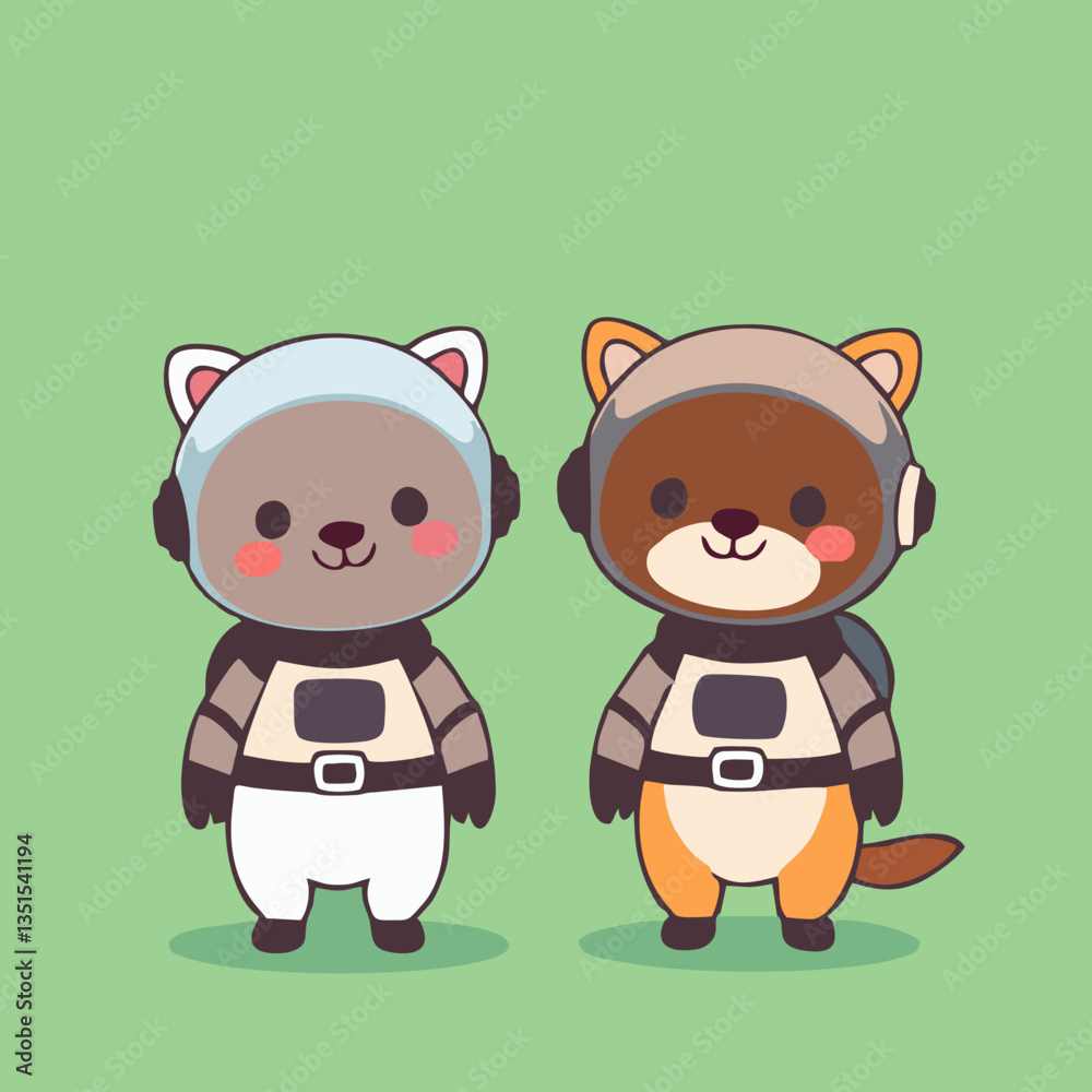 Naklejka premium Minimalist Space Animals Clipart