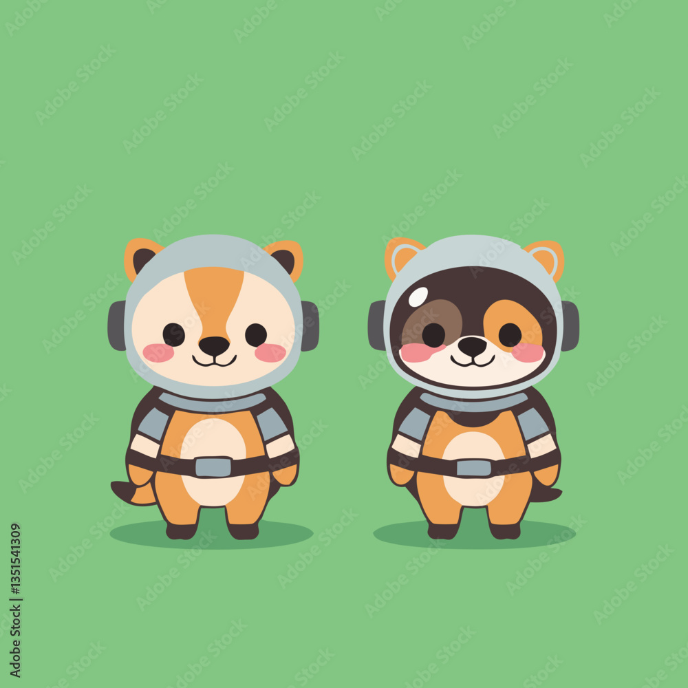 Fototapeta premium Minimalist Space Animals Clipart