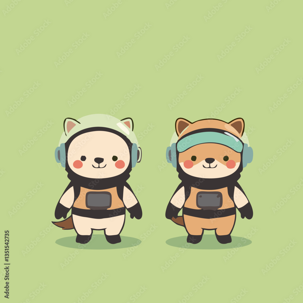 Fototapeta premium Minimalist Space Animals Clipart