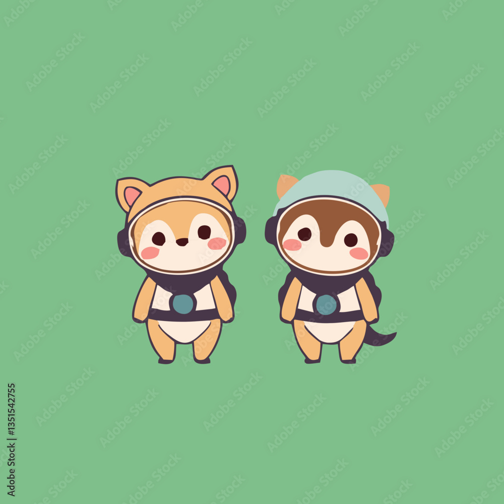 Fototapeta premium Minimalist Space Animals Clipart