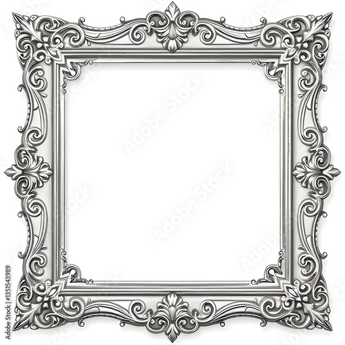 vintage silver frame with clipping path