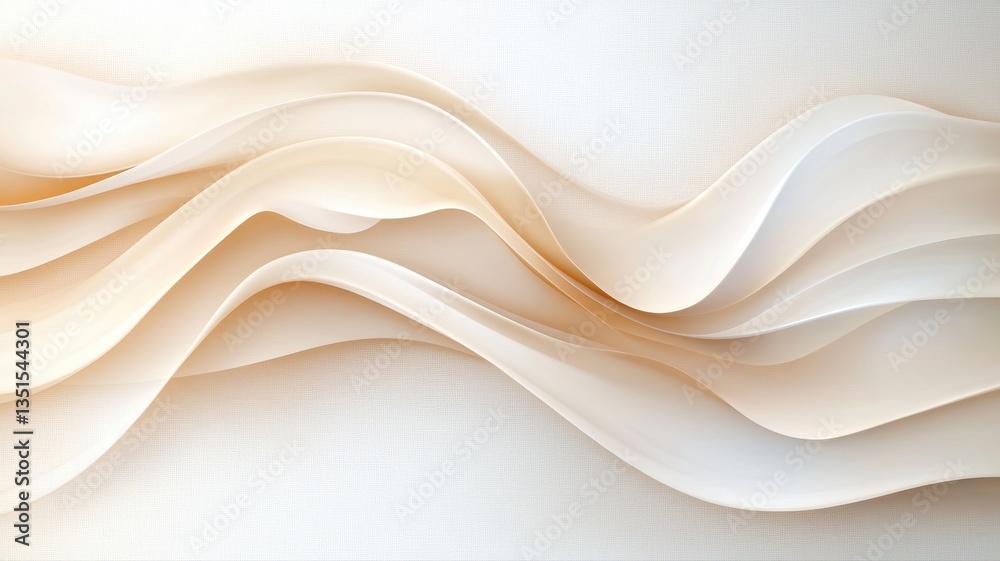 Obraz premium Elegant abstract wave pattern in soft beige and white tones, perfect for background or design projects.
