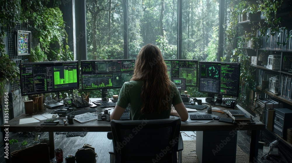 Embracing Solitude: A Woman at Her Desk in a Minimalist Workspace, Harnessing AI-Driven Tech for Sustainable Living and Cultural Food Trends Embracing Solitude: A Woman at Her Desk in a Minimalist Workspace, Harnessing AI-Driven Tech for Sustainable Living and Cultural Food Trends