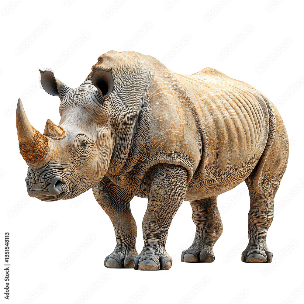 Obraz premium 3d Rhinoceros isolated on transparent background, PNG