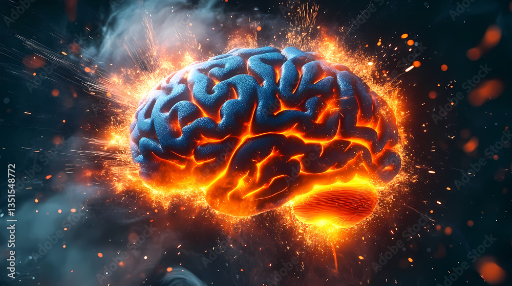 custom made wallpaper toronto digitalBurning Brain Model in Blue and Orange