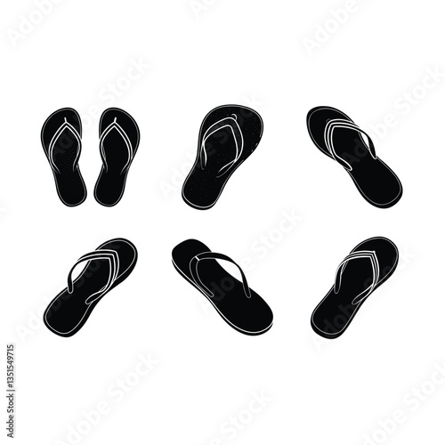  Flip Flop Silhouette Vector Illustration
