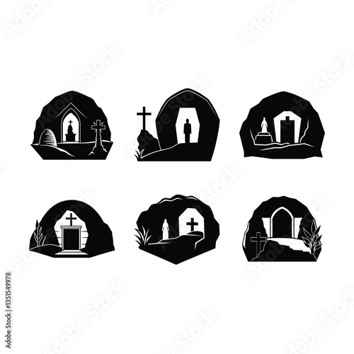  Empty Tomb Silhouette for Easter or Religious Illustrations