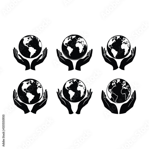 Earth and Hands Vector Illustration for Environmental and Nature Projects