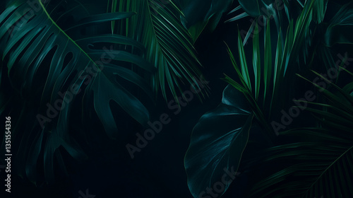 Dark Tropical Leaves in Moody Green Jungle Aesthetic