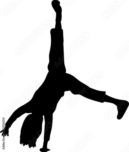 child doing cartwheel silhouette vector