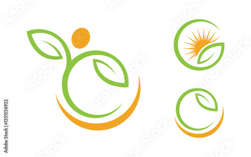 Healthy life tree leaf concept logo design template v.63