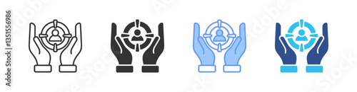 Target Market Multi Style Icon Set Vector 
