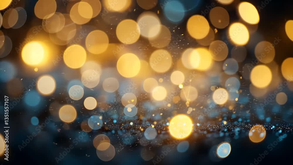 Abstract Bokeh Light with Golden Blue Glowing Circles in Festive Atmosphere with Sparkle Glitters Abstract Bokeh Light with Golden Blue Glowing Circles in Festive Atmosphere with Sparkle Glitters