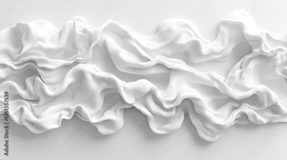 Obraz premium White fabric waves, flowing, studio, minimalist background, textile design