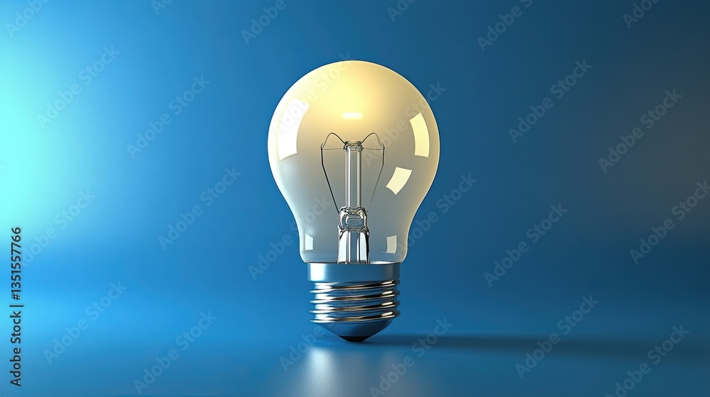 Minimalist white light bulb on a bright blue background, representing a concept of bright ideas. Minimalist white light bulb on a bright blue background, representing a concept of bright ideas.