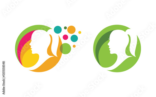 Beautiful Woman face silhouette character logo illustration v.9